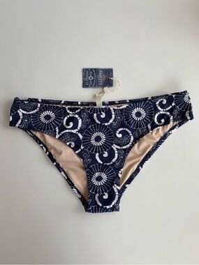 Faherty Navy White Geometric Floral Bikini Bottoms M